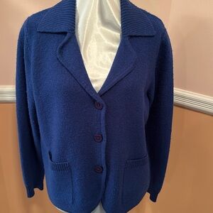Blue wool sweater jacket